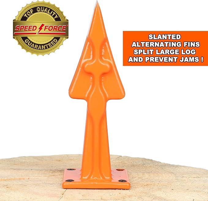 SPEED FORCE Firewood Kindling Log Wood Splitter – No Axe! Wedge Point Splits Firewood 3 Inch Orange with Safety Cover