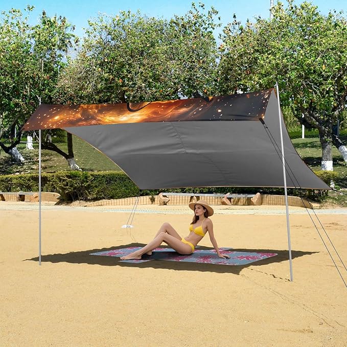 ALAZA Mysterious Fox Beach Tent Sun Shelter Portable Canopy Sunshade for Outdoor Camping Picnics Backyard Fun 10x9 ft