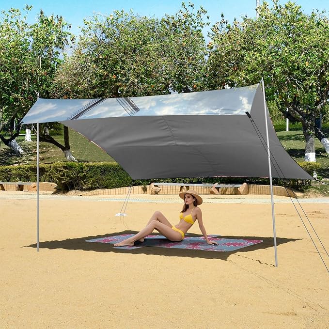 ALAZA Pink Tulips Windmill Beach Tent Sun Shelter Portable Canopy Sunshade for Outdoor Camping Picnics Backyard Fun 10x9 ft