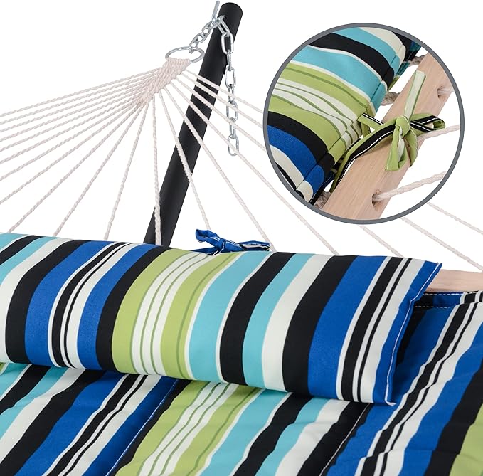 SUNCREAT Outdoor Double Hammock Pad Soft Comfortable Polyester Pad Green Stripes