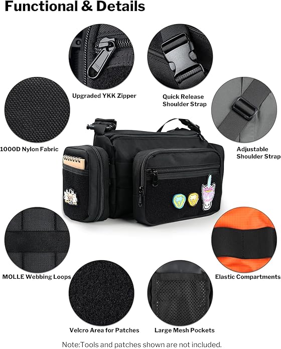 VIPERADE CHW3 Tactical Molle Bag with 3 Detachable Pouch EDC Pouch Organizer for Men 4 in 1 Sling Shoulder Crossbody Bag