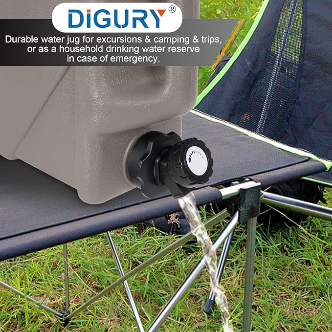 Digury 2.6 Gallon Water Jug Camping Water Container BPA Free Water Storage with Spigot No Leakage Portable Emergency Water Tank for Outdoor Hiking Camping Picnic Supplies Warm Gray
