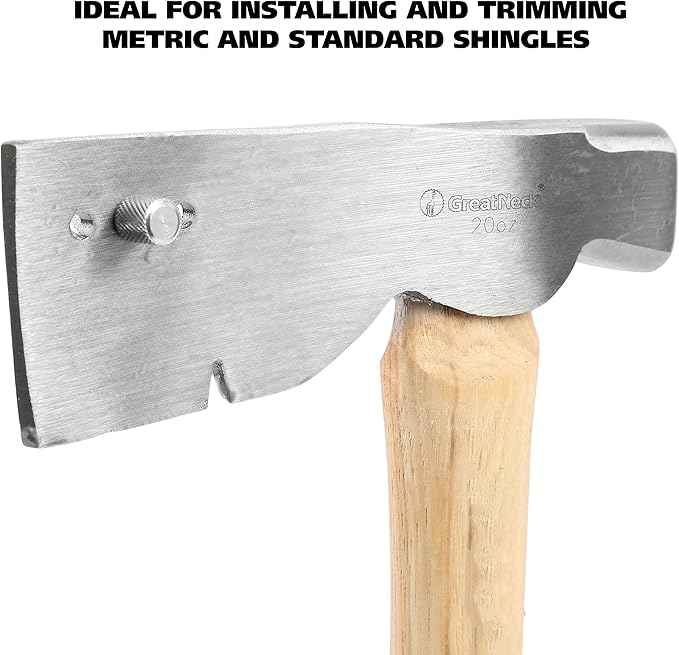 GreatNeck SHR14 Roofing Hatchet 20 Oz. Hatchet Hammer for Installing Roofing Shingles Drop Forged Steel Head Genuine Hickory Handle Roofing Tools