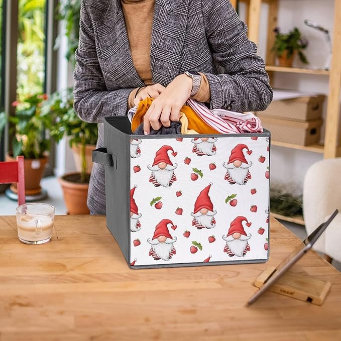 Collapsible Storage Bins with Handles Gnome Large Capacity Foldable Cube Box for Blankets Comforters Pillows Perfect for Linen Closet Storage