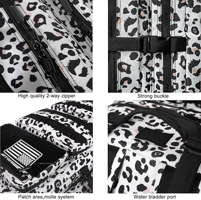 55L Military Tactical Backpack - Bug Out Bag with MOLLE System for Hiking(Leopard print color)