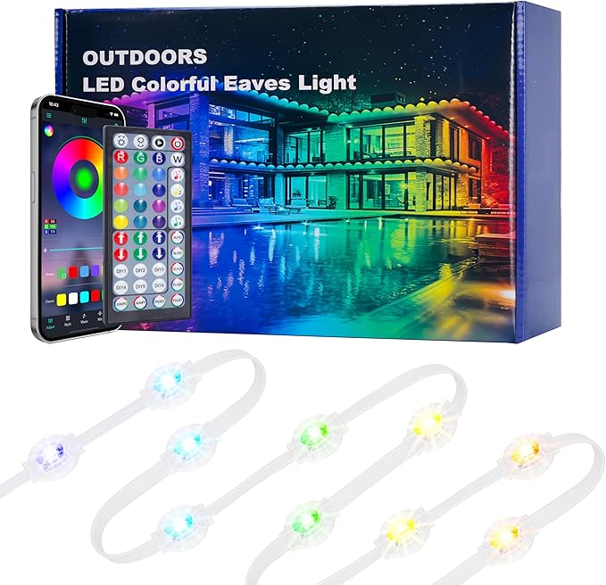permanent outdoor lights 200FT Smart RGB Outdoor Lights - IP67 Waterproof LED Strip Lights with App/Remote Control for Holiday Decor Garden Patio &amp Home Accent Lighting (Permanent Installation)