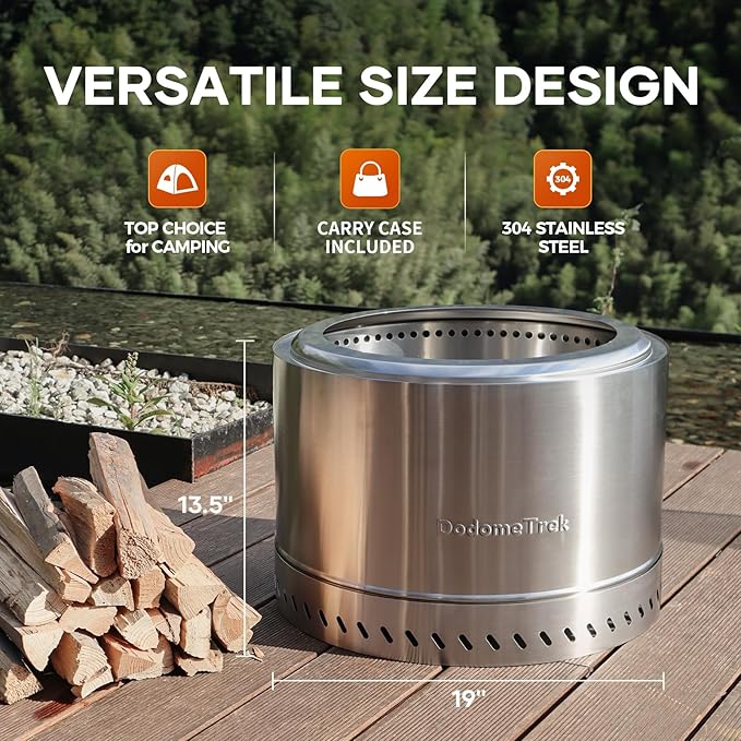 Smokeless Fire Pit Portable Firepit Outdoor 20 Inch Inky