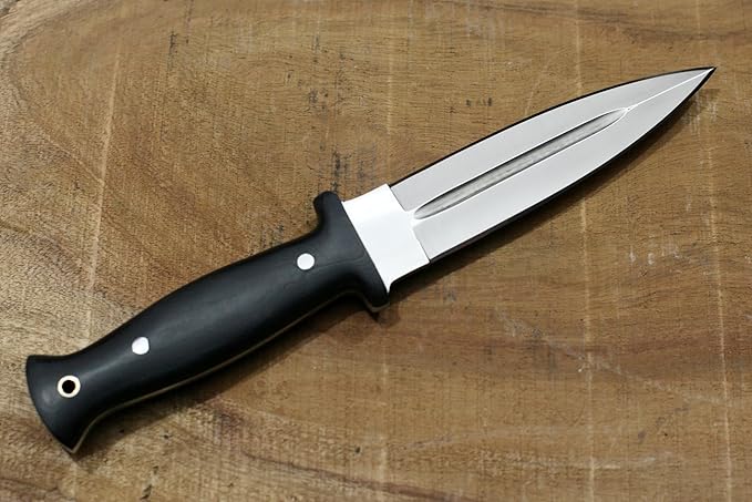 GCS Handmade Hunting Knife Full Tang Black Micarta Handle D2 Steel with Cowhide Right and Left Leather Sheath for Hunting Camping Bushcraft and EDC (GCS-234)