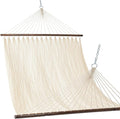 Lazy Daze Hammocks 10.5 FT Double 2 Person Caribbean Rope Hammock Hand Woven Polyester Hammock with Spreader Bars for Outside Outdoor Backyard Patio Poolside 450 LBS Capacity Cream