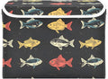 Fishes Pattern Storage Cube Bins Basket with Lid Collapsible Flip-top Fabric with Handle for Home Bedroom Closet Office 16.5×12.6×11.8 in