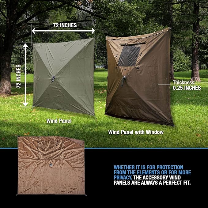 CLAM Quick-Set Wind and Sun Panel Attachment for Escape Sport Screen Shelter Canopy Tent with Carrying Bag Accessory Only Blue (3 Pack)