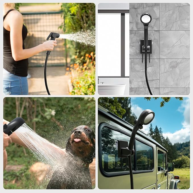 Portable Shower for Camping 6000mAh Rechargeable Camping Shower Pump with Power &amp Temperature Display Shower Head and Bidet SprayerOutdoor Shower Pump for Hiking Travel Pet