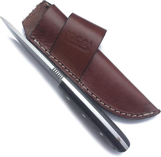 GCS Handmade Micarta Handle D2 Tool Steel Tactical Hunting Knife with leather sheath Full tang blade designed for Hunting &amp EDC GCS 124