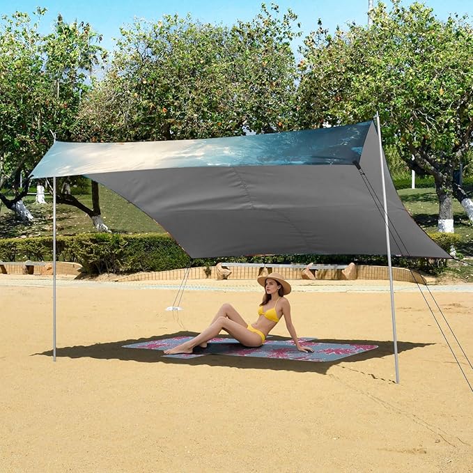 ALAZA Shark Coral Beach Tent Sun Shelter Portable Canopy Sunshade for Outdoor Camping Picnics Backyard Fun 10x9 ft