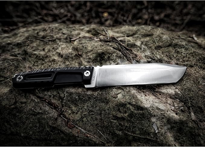 Extrema Ratio - Tuscan (Black) Fixed Blade Knife Bohler N690 steel blade 3.5 mm thick hardened to 58 HRC satin finish blade aluminum handle made in Italy