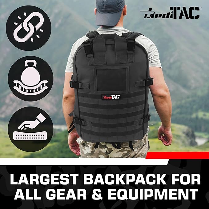 MediTac Deluxe Special Ops Tactical Field Medical Stomp Pack - Largest Backpack for all Gear &amp Equipment - Black