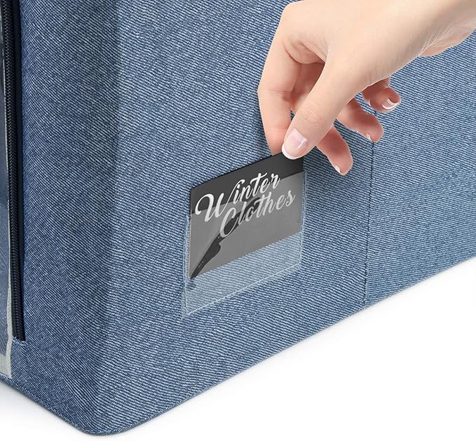 Sorbus Storage Bins with Divided Interior - Large Stackable &amp Foldable Organizer Containers with Metal Frame Oxford Fabric Large Window &amp Carry Handles - Organization for Bedroom Linens &am