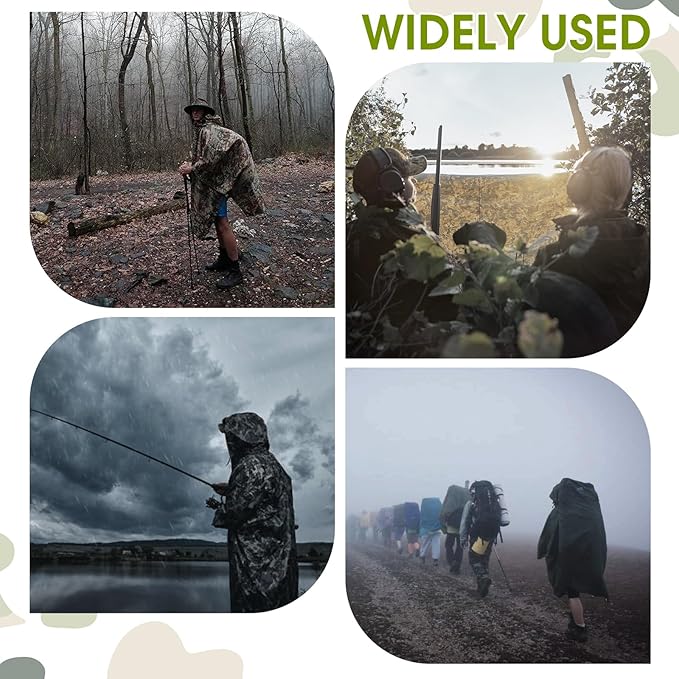 Military Camo Rain Poncho Extra Large Tactical Poncho Shelter with Pocket Waterproof for Hunting Hiking Camping Emergency