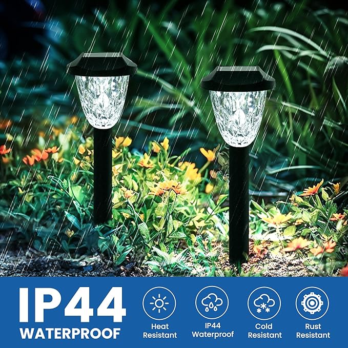 GIGALUMI 16 Pack Solar Outdoor Lights Bright Solar Pathway Lights with Great Pattern Waterproof Auto On/Off Light for Outside Garden Walkway Driveway Lawn Pathway
