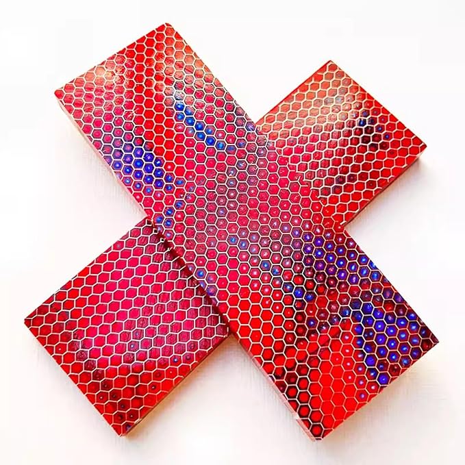 Red Blue Resin Knife Handle Blank Material 2pcs DIY Honeycomb Structured Textured Tool Patch