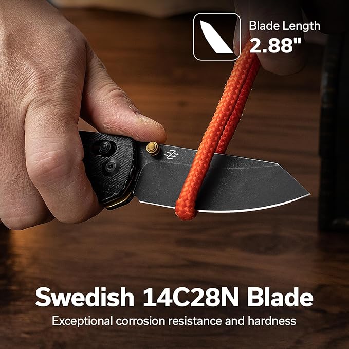 CIVIVI Yonder Folding Pocket Knife for EDC Crossbar Lock Knife with 2.88 14C28N Blade Micarta Handle Small Lightweight Knife Gifts for Men Women Camping Hiking Designed by Zac Whitmore C23073B-2