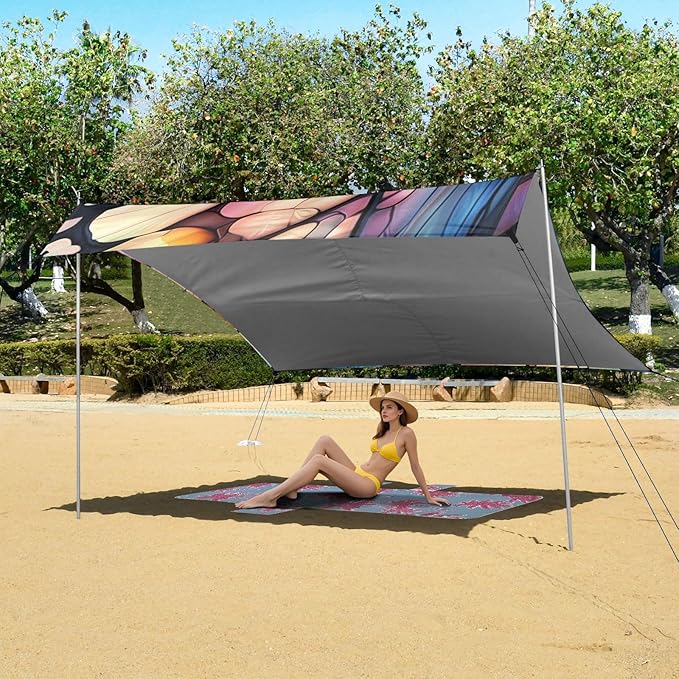 ALAZA Butterfly Wings Beach Tent Sun Shelter Portable Canopy Sunshade for Outdoor Camping Picnics Backyard Fun 10x9 ft