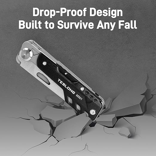 Teslong 5 in-1 EDC Multitool Knife Scissors with Screwdrivers Detachable Design 440A Stainless Pocket Knife Window Breaker Tactical Gear for Camping Surviving Hiking Gift for Men Dad