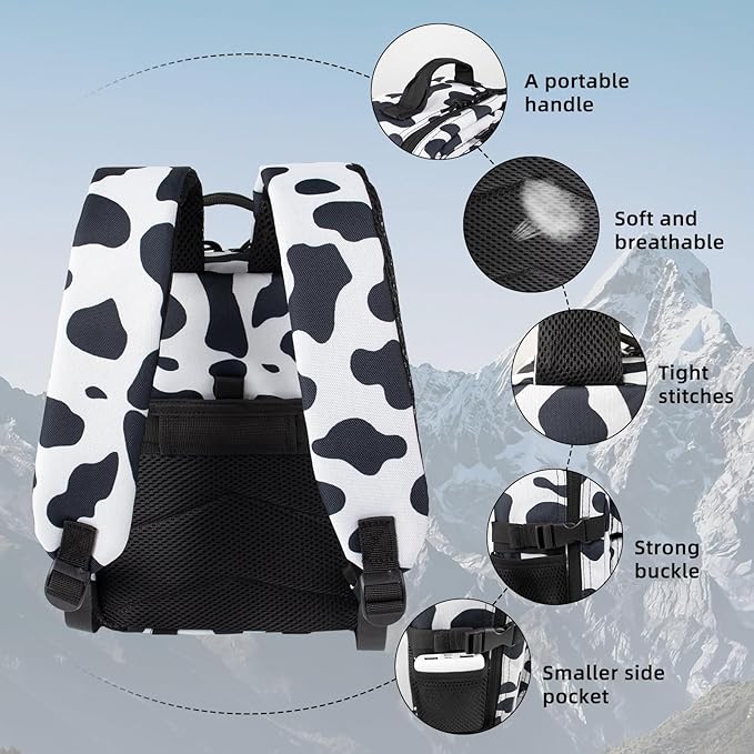 12L Mini Tactical Military Backpack for Women Army Assault Pack Bag Small Rucksack with Bottle Holder Work Gym Bag - 12L Cow Print Backpack Mini Small Workout Pack