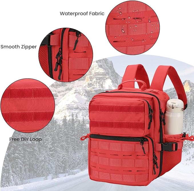 9L Mini Tactical Backpack for Men WomenSmall Military Tactical Backpack for SportGymHikingTravelCamping(Red)