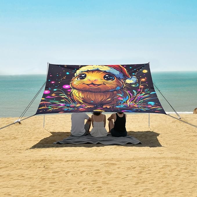 Funny Guinea Pig Beach Tent &amp Canopy UPF50 Water-Resistant Large Sun Shelter with Carrying Bag for Backyard and Camping