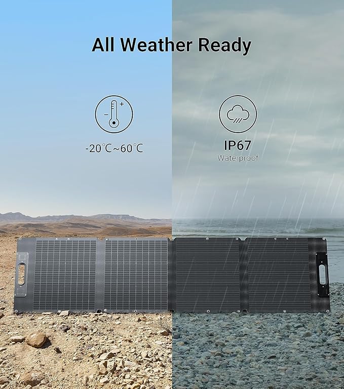 Dabbsson 210Watt Portable Solar Panel for Power Station Foldable Charger Adjustable Kickstand High-Efficiency Monocrystalline PV Module Waterproof IP67 for Outdoor Camping RV Blackout