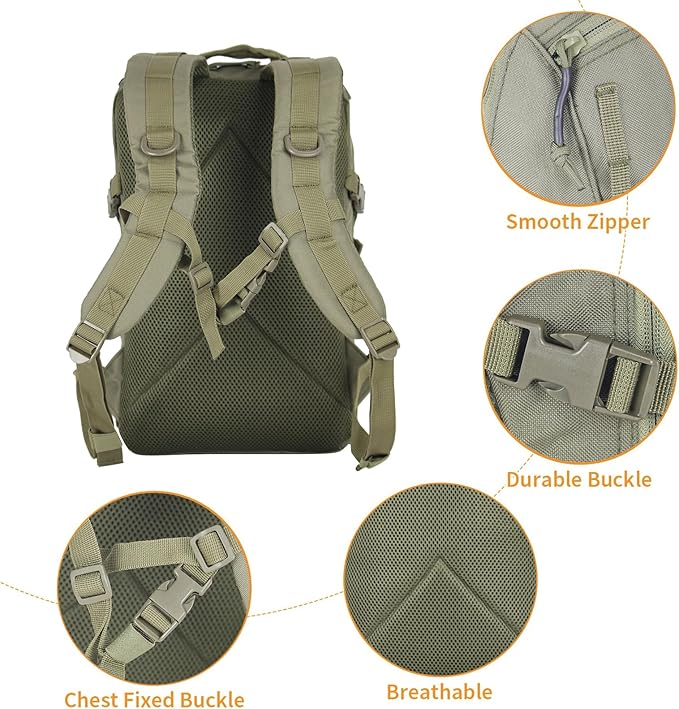 Small Tactical Backpack Military Daypack 12L Molle Bag Rucksack Army Daypack for OutdoorHikingCampingTravel (Green)
