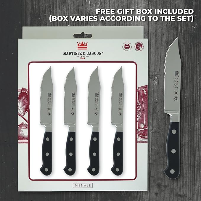 Wayne Steak Knife Set – Serrated Blade – Durable POM Resin Handle - The Perfect Tools for Enjoying your BBQ - Set of 4 Knives - Made in Spain