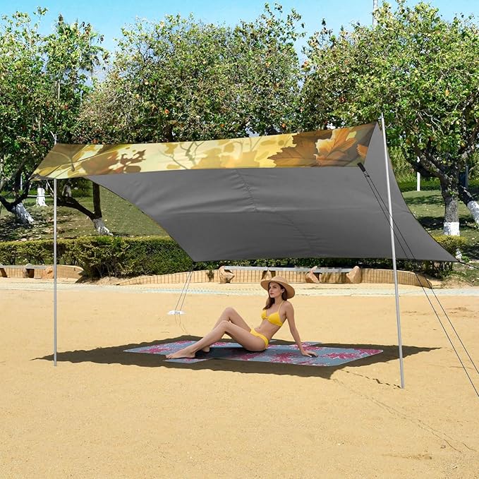ALAZA Cute Owl Family Beach Tent Sun Shelter Portable Canopy Sunshade for Outdoor Camping Picnics Backyard Fun 10x9 ft