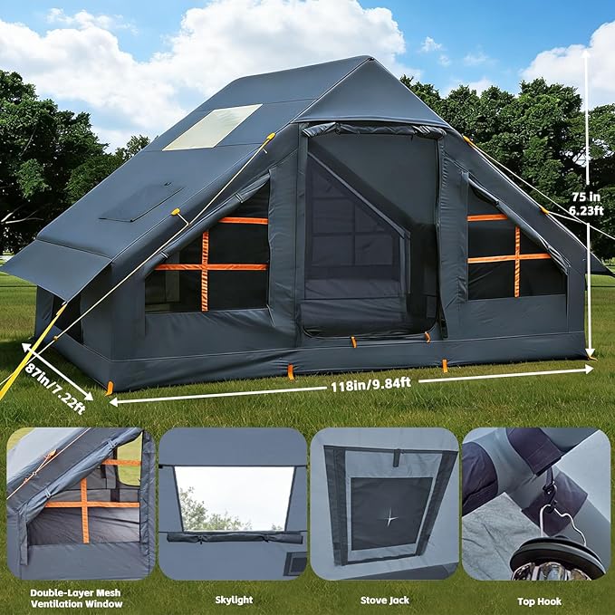 Inflatable Tents for CampingEasy Blow Up Tent with Hand Pump4 Seasons Waterproof Air Inflatable Camping Tent House for Family Weekend Camping
