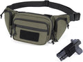 CCW Tactical Fanny Pack for Concealed Carry 500D Nylon Low Profile EDC Waist Bag with Pistol Holster &amp YKK Zippers Everyday Carry Hip Pack (Range Green)