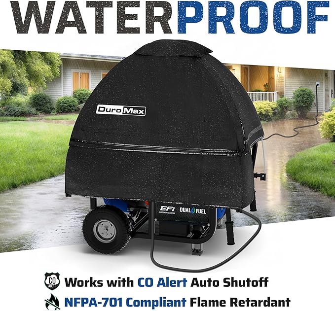 DuroMax DMX-GTX Portable Generator Running Cover – Weatherproof Outdoor Vinyl Canopy Fire- &amp Wind-Resistant Universal Open Frame Fit