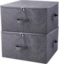 iwill CREATE PRO Pack of 2 Fabric Folding Washable Clothes Storage Boxes with Zip Lid for Wardrobe Black Gray