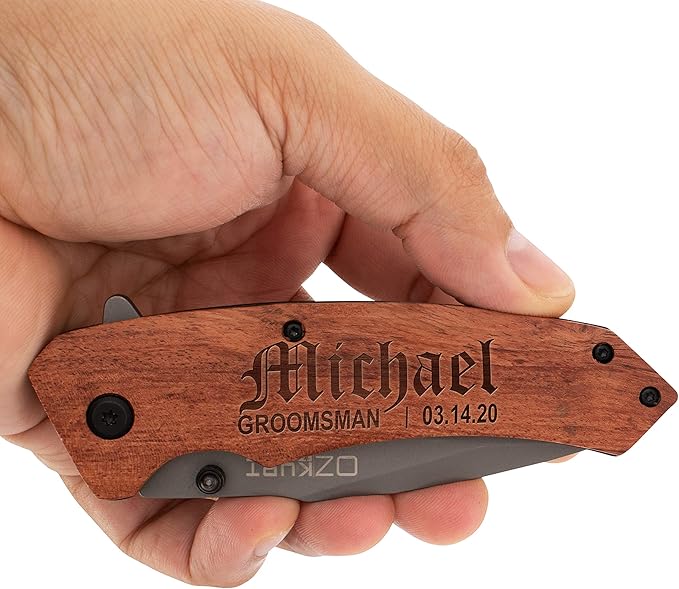 Lily's Atelier Groomsmen Gifts Set of 6 Personalized Pocket Knife Engraved for Groomsmen - Customized Knives w/Names Groomsman Gifts for Wedding Groomsmen Proposal Gifts
