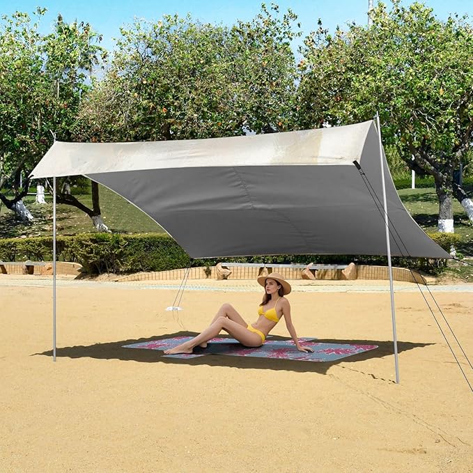 ALAZA Cute Raccoon Watercolor Beach Tent Sun Shelter Portable Canopy Sunshade for Outdoor Camping Picnics Backyard Fun 10x9 ft