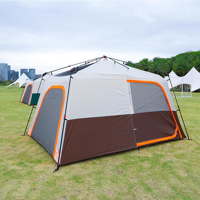 KTT Large Tent 6-8-10-12 PersonFamily Cabin Tents2 Rooms2 Doors and 4 Windows with MeshStraight WallWaterproofDouble LayerBig Tents for OutdoorPicnicCampingFamily Gathering