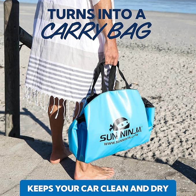SUN NINJA Wetsuit Changing Mat - Waterproof Beach Changing Mat and Dry Bag Combo Keeps your Car Clean &amp Dry and Surf Gear Protected Beach &amp Surfing Accessories and Gifts