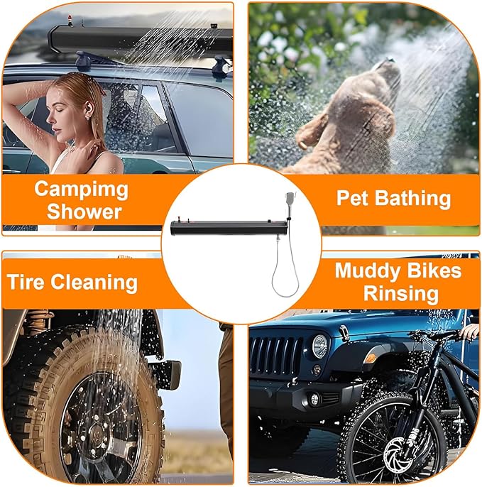 Pressurized Water Tank Road Camping ShowerPortable Solar Heated Road Showerfor Off-Road Vehicles Water Tank for Overlanding Outdoor Activities Water Supply 18L/4.76Gal