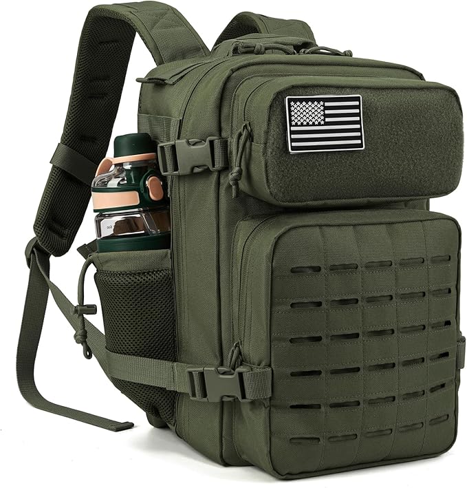 QT&ampQY 25L Tactical backpack &amp Tactical Toiletry Bag(Army Green)