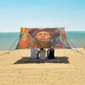 ALAZA African American Oil Painting Beach Tent Sun Shelter UPF50+ Protection Beach Shade Canopy w/ 4 Sandbags for Outdoor Camping Fishing Backyard Fun Picnic 10x9 ft