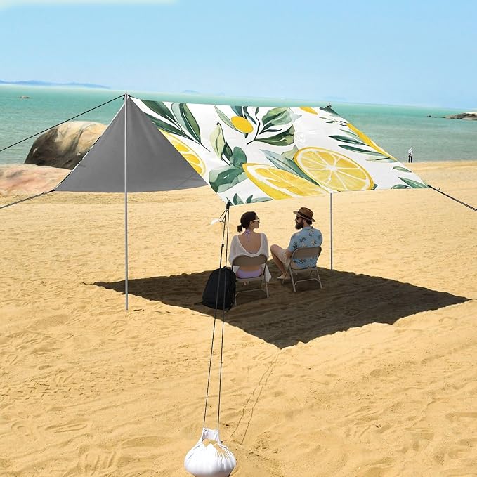 ALAZA Lemon Grass Pattern Beach Tent Sun Shelter Portable Canopy Sunshade for Outdoor Camping Picnics Backyard Fun 10x9 ft