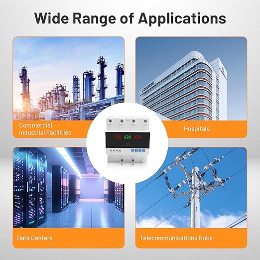 Automatic Transfer Switch 63A 110V/220V Dual Power Selector for Generator &amp Backup Inverter L1 Priority DIN Rail MountATS Adjustable Emergency Power Switch with Guide Rail(110V and 220V Availa