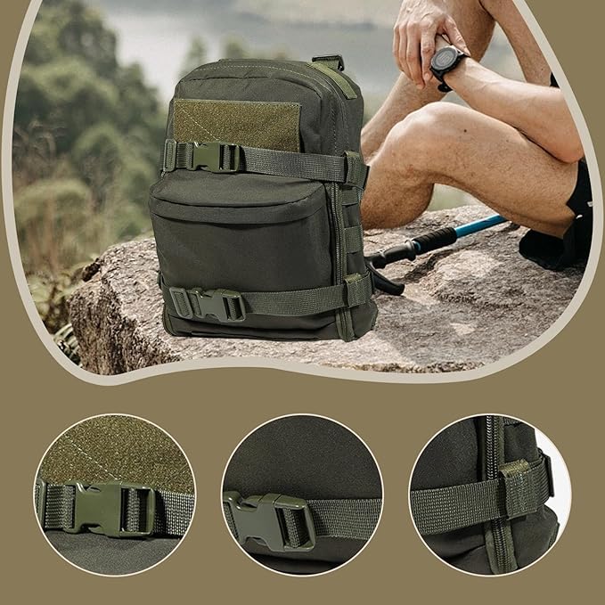 Tactical Bag Accessories Vest Pack 2L Water Resistant 1000D Oxford Universal Fit for Backpacks &amp Vests Dark Green