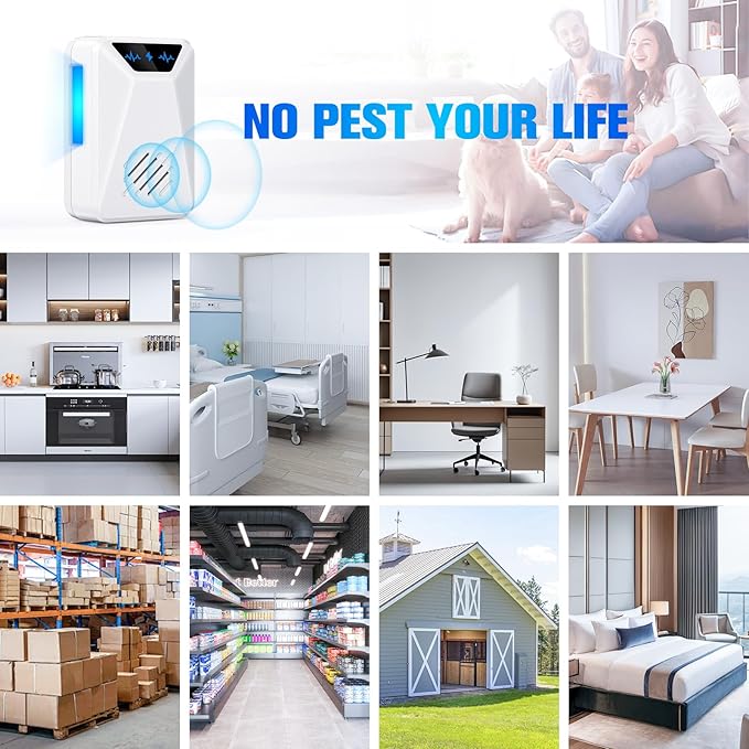 6 Packs Ultrasonic Pest Control Repeller Electronic Pest Repellent Plug in Indoor for Insect Roaches Spider Ant Bug Mosquito Rat Mouse Repellent for House Home Kitchen Garage