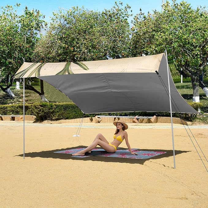 ALAZA Retro Style Lavender Beach Tent Sun Shelter Portable Canopy Sunshade for Outdoor Camping Picnics Backyard Fun 10x9 ft
